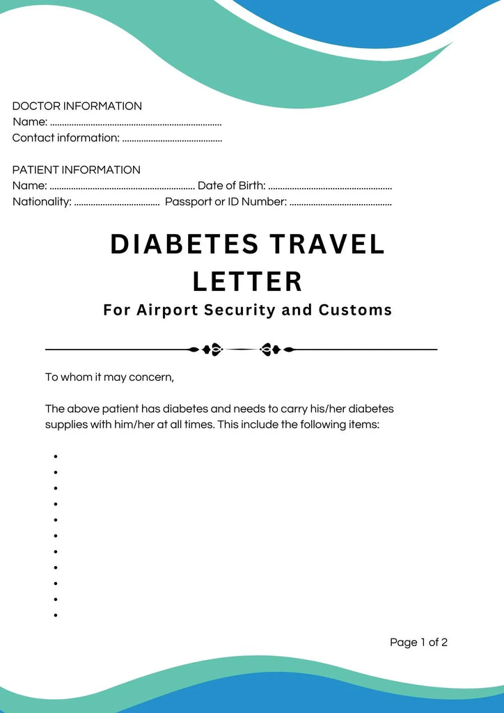 Diabetes Travel Letter Template Australia