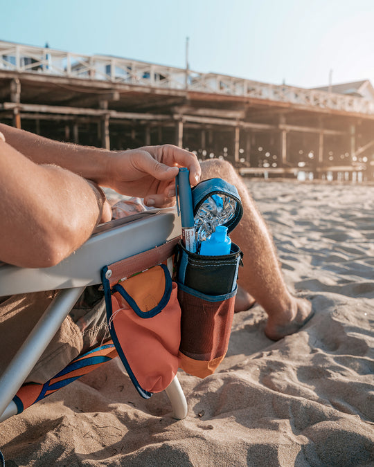 4AllFamily Australia  Companion Soft Cooler Bag for Insulin and Medicines - Blue Color - Picture of a man with diabetes taking an insulin pen out of the cooler