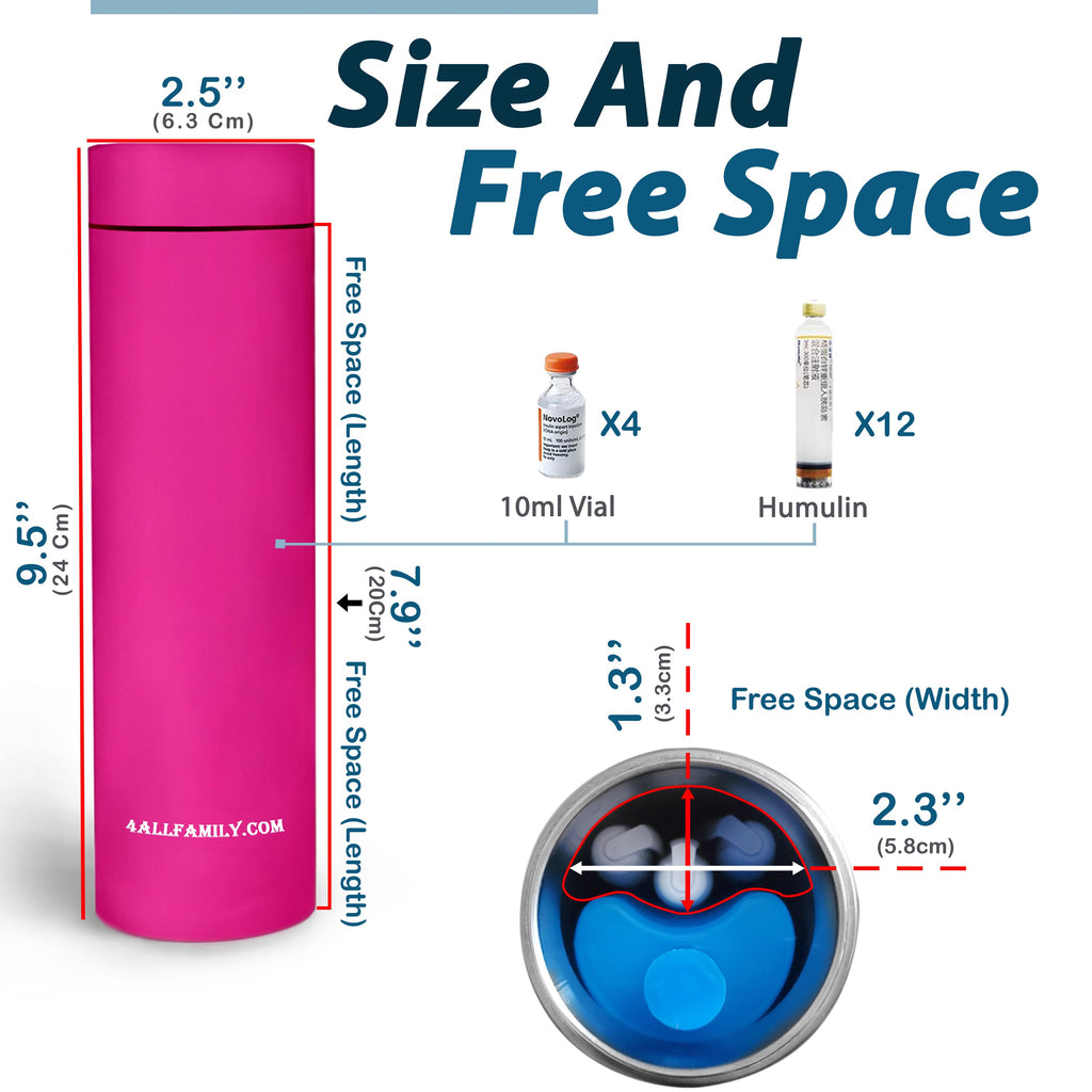 Nomad PRO - Portable Medication Cooler - 4AllFamily Australia - Pink Colour - Storage space for insulin pens and vials 